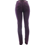 Tush Push - Women's 3 Button Patched And Rhinestone Rib pants - Burgundy - V.I.M. - 2