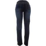 Azazel - Women's Basic 5 Pockets Stretch With Pu Jeans - Dark Indigo - V.I.M. - 2