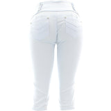 Tush Push - Women's Rhinestones Bermuda Capri - White - V.I.M. - 2