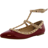 Wild Diva - Women's Pointy Studs Flats - Red - V.I.M. - 2