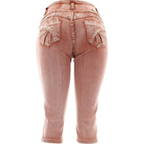 Tush Push - Women's 3 Button Bermuda Capri - Peach - V.I.M. - 2