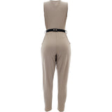 Fashion Magazine - Women's Belted Gold Plate Jumpsuit - Taupe - V.I.M. - 2