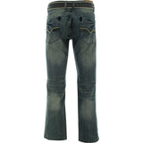Men's Straight Belted Embroidery Pocket Jeans