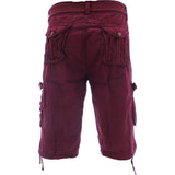 Denim Culture - Men's Garment Dye Cargo Belted Shorts - Burgundy - V.I.M. - 2