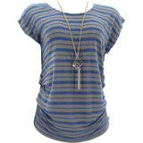 Paper Moon - Women's Striped With Diamond Chain Shirts - Blue - V.I.M. - 2