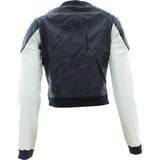Yoki - Women's Pu Colorblock Crop Jackets - Black/Ivory - V.I.M. - 2
