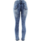 Bamboo - Women's Rips Stitch Patch Cuff Bottom Jeans - Cloud/ Blue - V.I.M. - 2