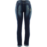 Bamboo - Women's Light Rips Patch Cuff Bottom Jeans - Dirty Denim - V.I.M. - 2