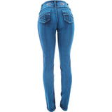 Tush Push - Women's 3 Button Patched And Rhinestone Rib pants - Teal - V.I.M. - 2