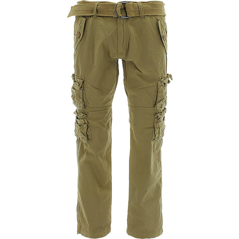 Men's 9 Pockets Belted Cargo Pants