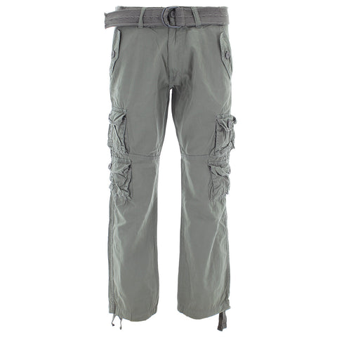 Men's 9 Pockets Belted Cargo Pants