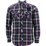 Swiss Cross - Men's Long Sleeves Plaid With Patche woven Shirts - Violet - V.I.M. - 1