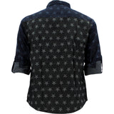 Ditch Plains - Men's Cut N Sew With All Over Stars Denim Shirts - Dark Blue/Acid/Grey - V.I.M. - 2