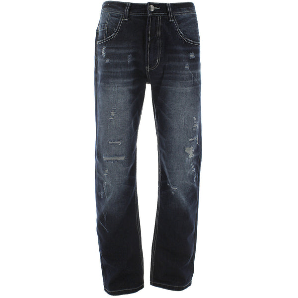 Rk Icon - Men's Ripped Straight Fit pants - Dark Blue - V.I.M.