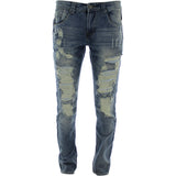 Trill Nation - Men's Heavy Rips Front And Back With Patches pants - Medium Blue - V.I.M. - 1