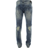 Trill Nation - Men's Heavy Rips Front And Back With Patches pants - Medium Blue - V.I.M. - 2