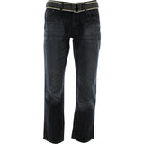 Fusai - Men's Belted Embroidery Pockets Jeans - Black - V.I.M. - 1