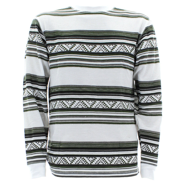 Swiss Cross - Men's Striped Aztec Thermal Shirts - White - V.I.M. - 1
