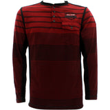 Swiss Cross - Men's Long Sleeves 1 Pocket Striped Knit Shirts - Red/Black - V.I.M. - 1