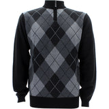 Sahara Club - Men's Argyle 1/4 Zip Sweatshirts - Light Heather Grey - V.I.M. - 1