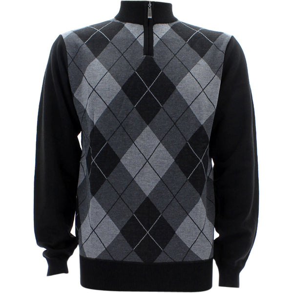 Sahara Club - Men's Argyle 1/4 Zip Sweatshirts - Light Heather Grey - V.I.M. - 1