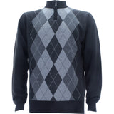 Sahara - Men's Argyle 1/4 Zip Sweatshirts - Black - V.I.M. - 1