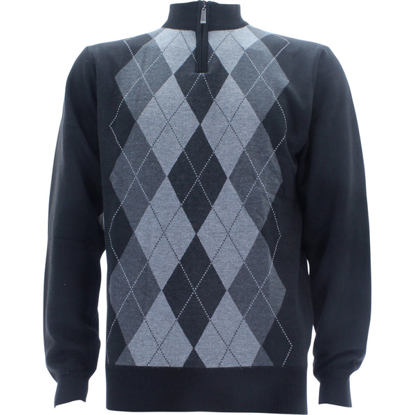 Sahara - Men's Argyle 1/4 Zip Sweatshirts - Black - V.I.M. - 1