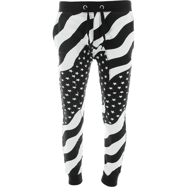 Focus - Men's American Flag Joggers in Black and White - V.I.M. - 1