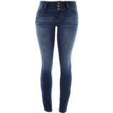 Ymi - Women's 3 Buttons Better Butt Jean - Ocean Blue - V.I.M.