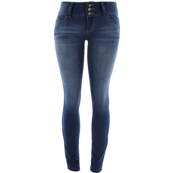 Ymi - Women's 3 Buttons Better Butt Jean - Ocean Blue - V.I.M.