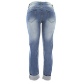 Bamboo - Women's Patched Cuff Boyfriend Jeans - Medium Blue - V.I.M. - 2