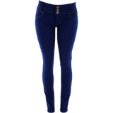 Bamboo - Women's 3 Button Stitched Waist Band Jeans - Royal Blue - V.I.M. - 1