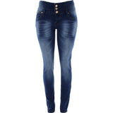 Tush Push - Women's 3 Buttons Embroidery pants - Medium Blue - V.I.M. - 1