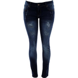 Bamboo - Women's Cat Scratches Rips Skinny Jeans - Dark Blue - V.I.M. - 1