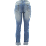 Bamboo - Women's Boyfriend Folded Bottom Jeans - Medium Blue - V.I.M. - 2