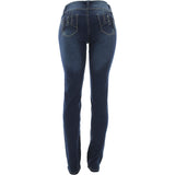 Bamboo - Women's 3 Buttons Rhinestone Jeans - Dirty Blue - V.I.M. - 2