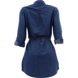 Highway Jeans - Women's Long Sleeves Denim Tunic With Belt Shirts - Dark Blue - V.I.M. - 2