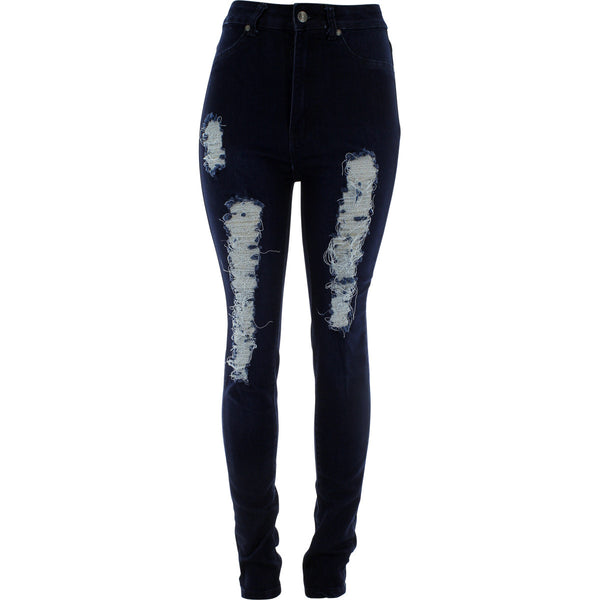 Pasion - Women's High waist Rips pants - Navy - V.I.M. - 1