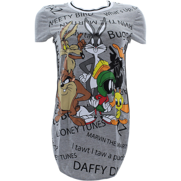 Disney - Women's Looney Tunes Words All Over Shirts - Grey - V.I.M. - 1