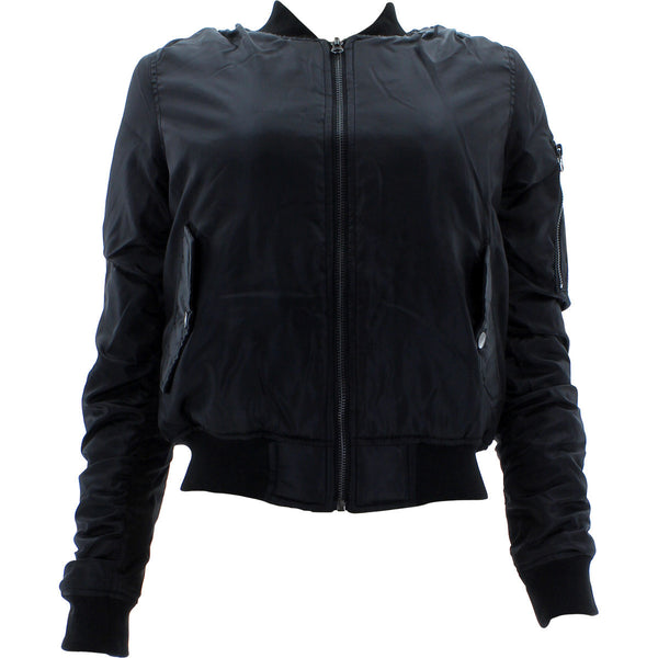 Red Fox - Women's Solid Bomber Orange Lining Jackets - Black - V.I.M. - 1