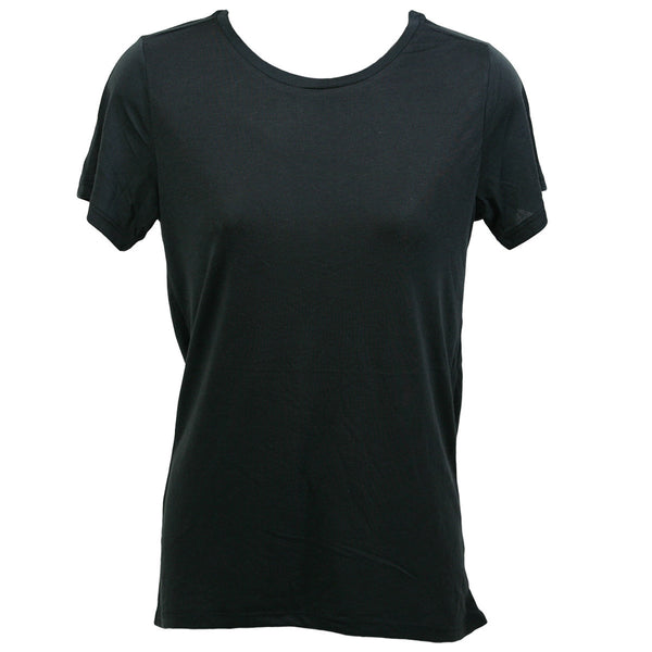 Freeze - Women's Solid Short Sleeves Scallop Bottom HI LO Shirt - Black - V.I.M. - 1