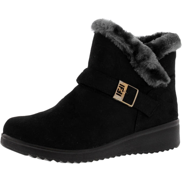 Golden Road - Women's Gold Buckle Comfort Booties - Black - V.I.M. - 1