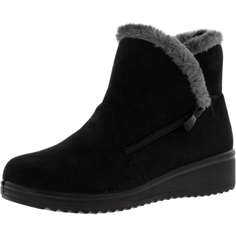 Golden Road - Women's Zipper Fur Booties - Black