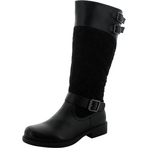 First Sight - Women's Quilted 2 Buckle Boots - Black