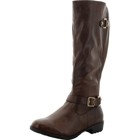 First Sight - Women's Elastic 2 Buckle Ridding Boots - Brown