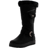 First Sight - Women's Side Zipper buckle Cold Boots - Black