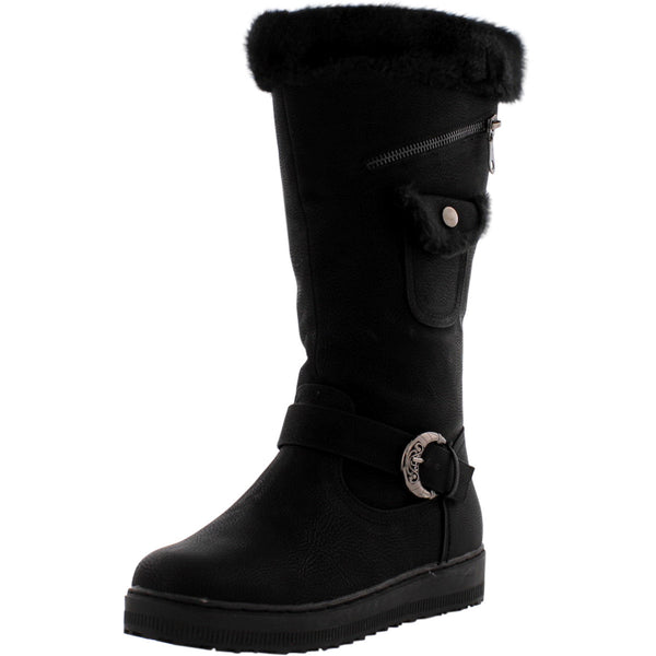 First Sight - Women's Side Zipper buckle Cold Boots - Black