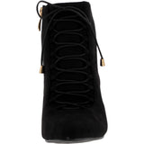 Forever - Women's Pointy Lace up Booties - Black - V.I.M. - 3