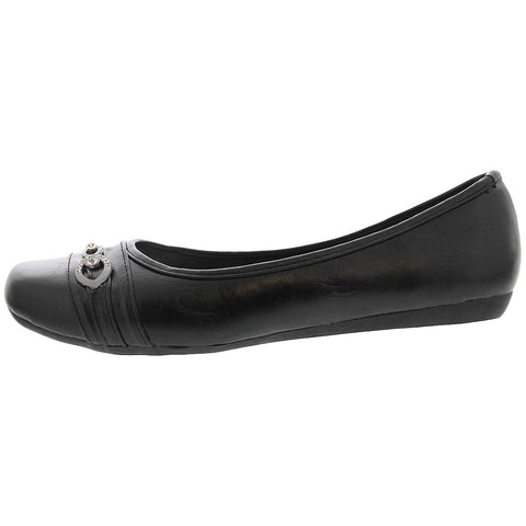 Lucita - Women's Oval Buckle Flat - Black