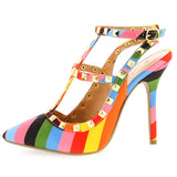Wild Diva Lounge - Women's Studded Pumps - Rainbow/Multi - V.I.M. - 2